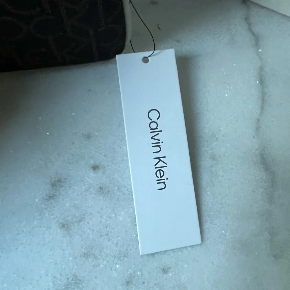 Calvin Klein wristlet wallet brown logo